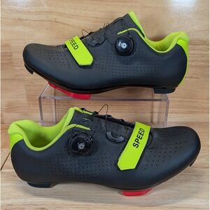 Speed Road Cycling Shoes Mens EU 42 Black Neon Yellow Boa Dial 3-Bolt Cleat